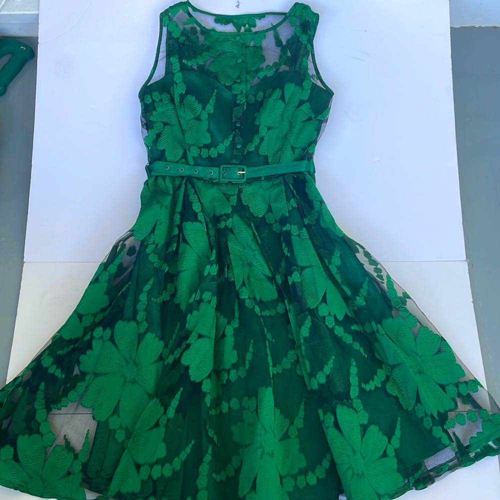 Elegant Green Floral Dress